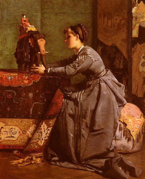 Main Product Photo of L'Inde A Paris; Le Bibelot Exotique Painting by Alfred Stevens