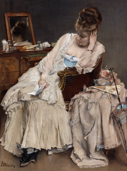 Memories And Regrets  by Alfred Stevens - Hand-Painted Oil Painting Reproduction
