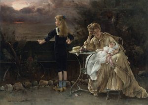 Mere Et Ses Enfants by Alfred Stevens Oil Painting