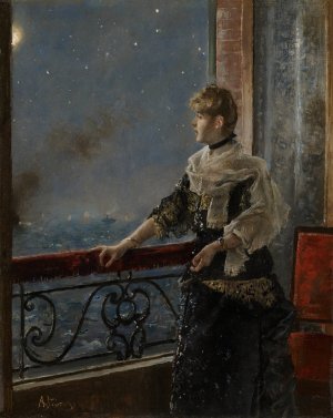Moonlight by Alfred Stevens Oil Painting
