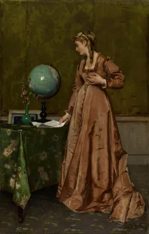 News from Afar by Alfred Stevens Oil Painting
