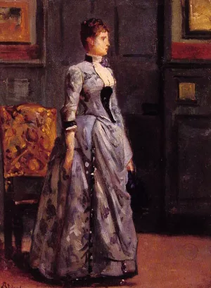 Portrait of a Woman in Blue by Alfred Stevens - Oil Painting Reproduction