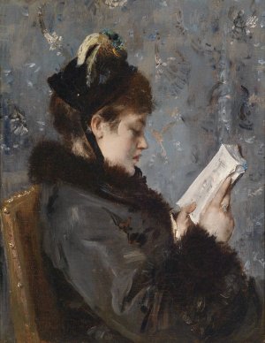 Portrait of a young lady by Alfred Stevens Oil Painting