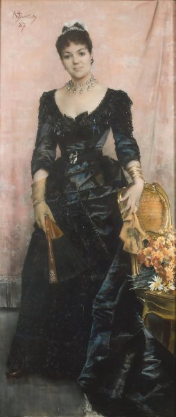 Portrait Of La Baronne Du Mesnil De Saint-Front by Alfred Stevens Oil Painting