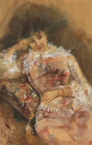 Portrat der Sarah Bernhardt by Alfred Stevens Oil Painting