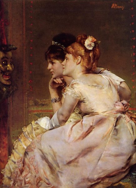 The Japanese Mask by Alfred Stevens - Hand-Painted Oil Painting Reproduction