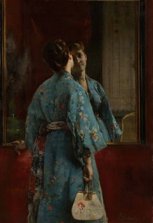 The Japanese Robe by Alfred Stevens Oil Painting