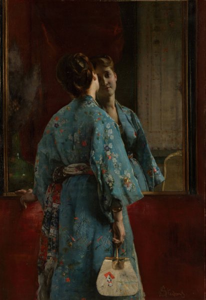 The Japanese Robe  by Alfred Stevens - Hand-Painted Oil Painting Reproduction