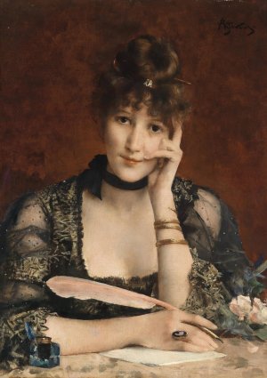 The Letter by Alfred Stevens Oil Painting