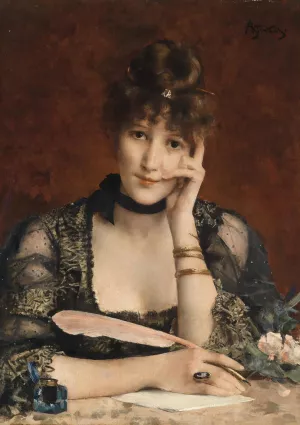 The Letter by Alfred Stevens Oil Painting