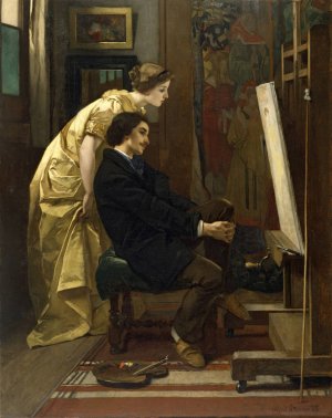 The Painter and His Model by Alfred Stevens Oil Painting