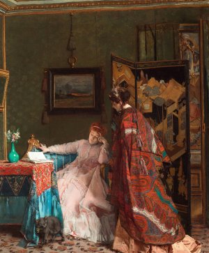 The Visit by Alfred Stevens Oil Painting
