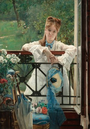 Un Bleuet by Alfred Stevens Oil Painting