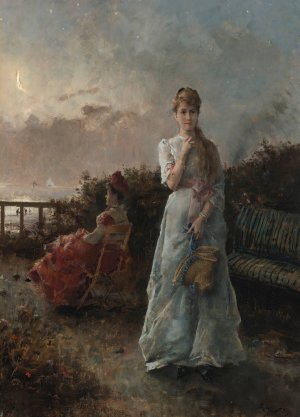 Un Soir a La Mer by Alfred Stevens Oil Painting