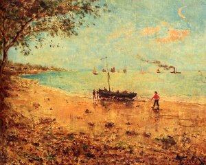 Une Plage en Normandie by Alfred Stevens Oil Painting