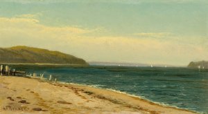 Beach and Bay with Sailboats by Alfred Thompson Bricher Oil Painting
