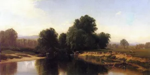 Cattle by the River by Alfred Thompson Bricher - Oil Painting Reproduction