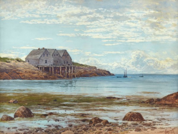 Coastal View by Alfred Thompson Bricher - Hand-Painted Oil Painting Reproduction