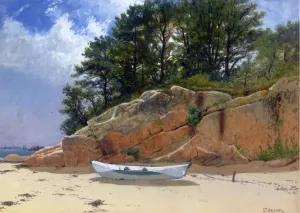Dory on Dana's Beach, Manchester-by-the-Sea, Massachusetts by Alfred Thompson Bricher - Oil Painting Reproduction