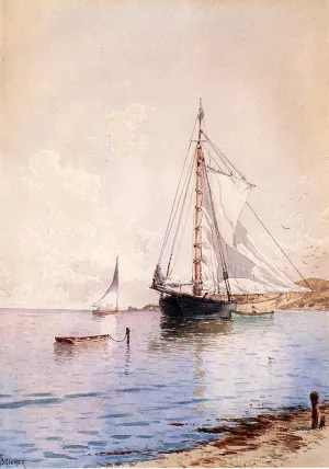 Drying the Main at Anchor by Alfred Thompson Bricher - Oil Painting Reproduction