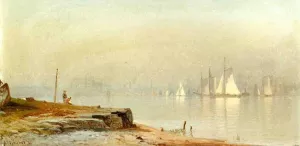 Harbor Scene and White Sails by Alfred Thompson Bricher Oil Painting