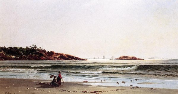 Main Product Photo of Indian Rock, Narragansett Bay Painting by Alfred Thompson Bricher
