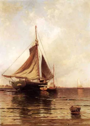 Oyster Boats by Alfred Thompson Bricher - Oil Painting Reproduction