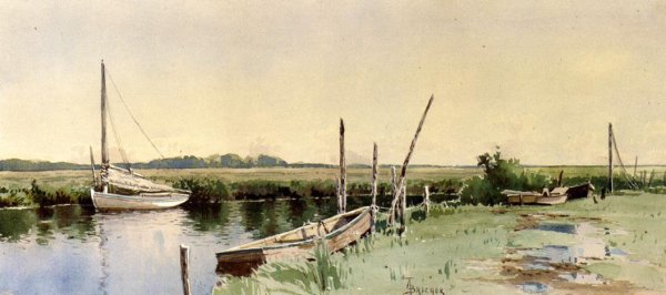 Sailboats in an Inlet by Alfred Thompson Bricher - Hand-Painted Oil Painting Reproduction