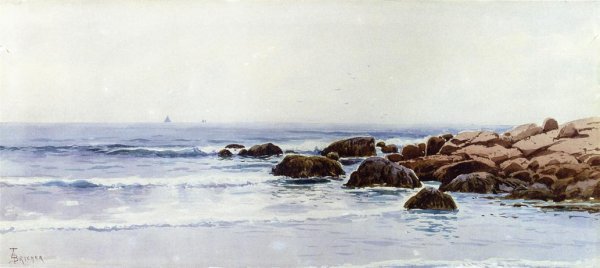 Sailboats Off a Rocky Coast by Alfred Thompson Bricher - Hand-Painted Oil Painting Reproduction