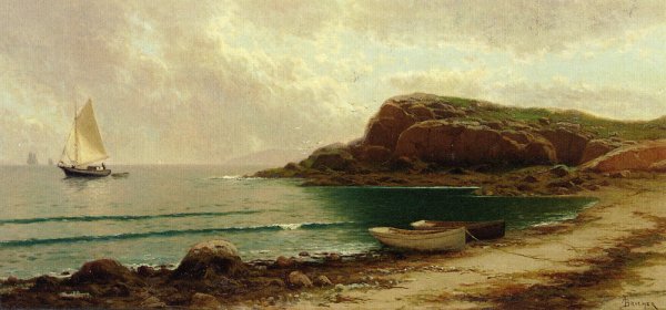 Seascape with Dories and Sailboats by Alfred Thompson Bricher - Hand-Painted Oil Painting Reproduction