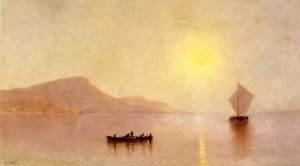 Sunset over the Palisades on the Hudson by Alfred Thompson Bricher Oil Painting