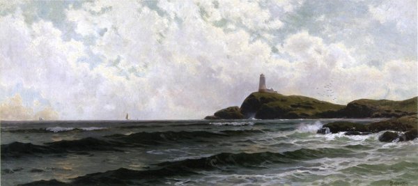 White Island Lighthouse, Isles of Shoals by Alfred Thompson Bricher - Hand-Painted Oil Painting Reproduction