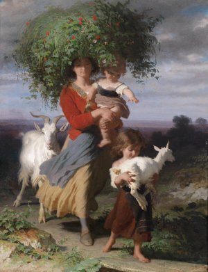 Mutter mit Kindern am Heimweg by Alfred Van Muyden Oil Painting