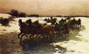 Before the Hunt by Alfred Von Kowalski-Wierusz Oil Painting