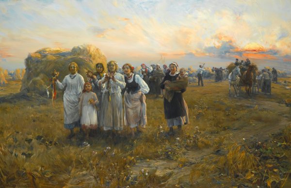 Main Product Photo of Harvest festival Painting by Alfred Von Wierusz-Kowalski