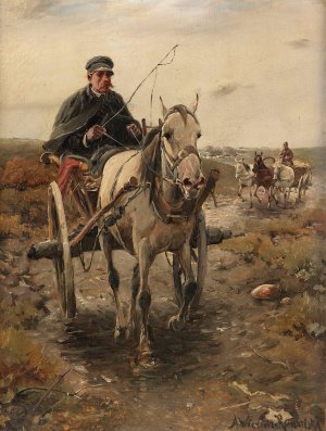 Kutschfahrt by Alfred Von Wierusz-Kowalski Oil Painting