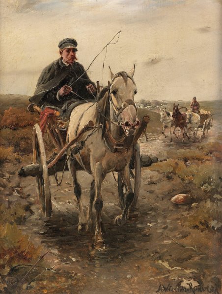 Main Product Photo of Kutschfahrt  Painting by Alfred Von Wierusz-Kowalski