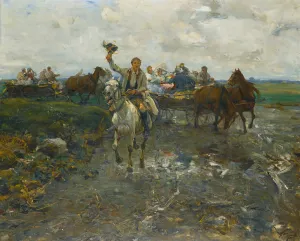 Polish Wedding Procession by Alfred Von Wierusz-Kowalski Oil Painting