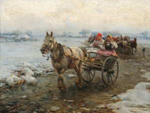 The Coach Journey by Alfred Von Wierusz-Kowalski Oil Painting
