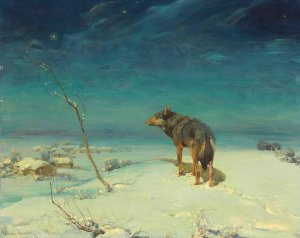 The Lone Wolf by Alfred Von Wierusz-Kowalski Oil Painting