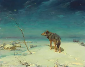 The Lone Wolf by Alfred Von Wierusz-Kowalski Oil Painting