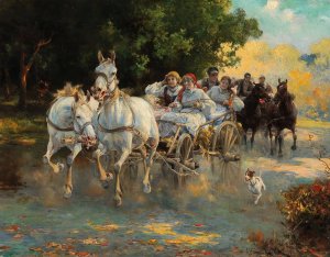 The peasant wedding by Alfred Von Wierusz-Kowalski Oil Painting