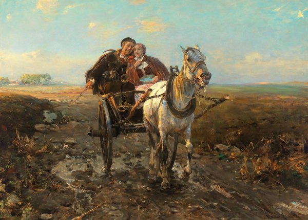 Main Product Photo of The Polish Wedding Ride Painting by Alfred Von Wierusz-Kowalski