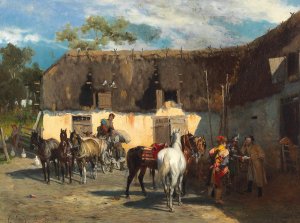 The Requisition by Alfred Von Wierusz-Kowalski Oil Painting