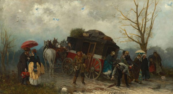 Main Product Photo of Travel accident  Painting by Alfred Von Wierusz-Kowalski