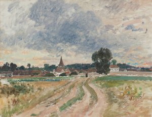 A Country Church. Study by Alfred Wahlberg Oil Painting