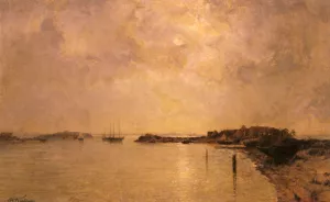 Coastal Village By Moonlight Oil painting by Alfred Wahlberg