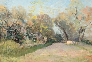 Landscape near Antibes. Study by Alfred Wahlberg Oil Painting