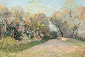 Landscape near Antibes. Study by Alfred Wahlberg Oil Painting
