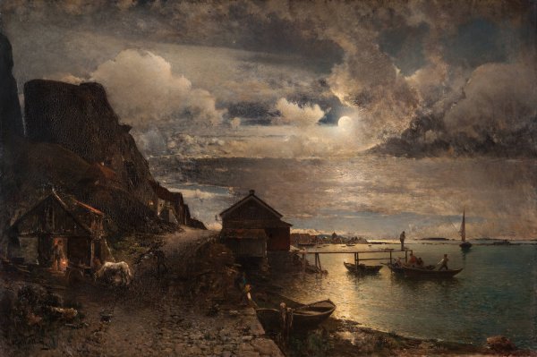 Main Product Photo of Moonlight, Fjallbacka  Painting by Alfred Wahlberg